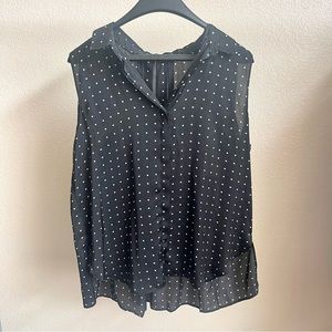 Zara Basic Blouse Button Up Sleeveless Top with Collar